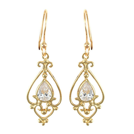 9ct Gold  CZ Tears of Joy Chandelier Drop Earrings 7x5mm 1½ Carats - JES118