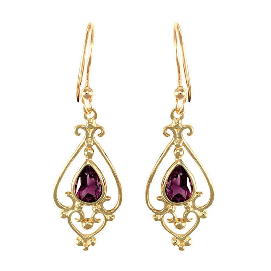 9ct Gold  Purple Amethyst Chandelier Drop Earrings 7x5mm 1½ Carats - JES121