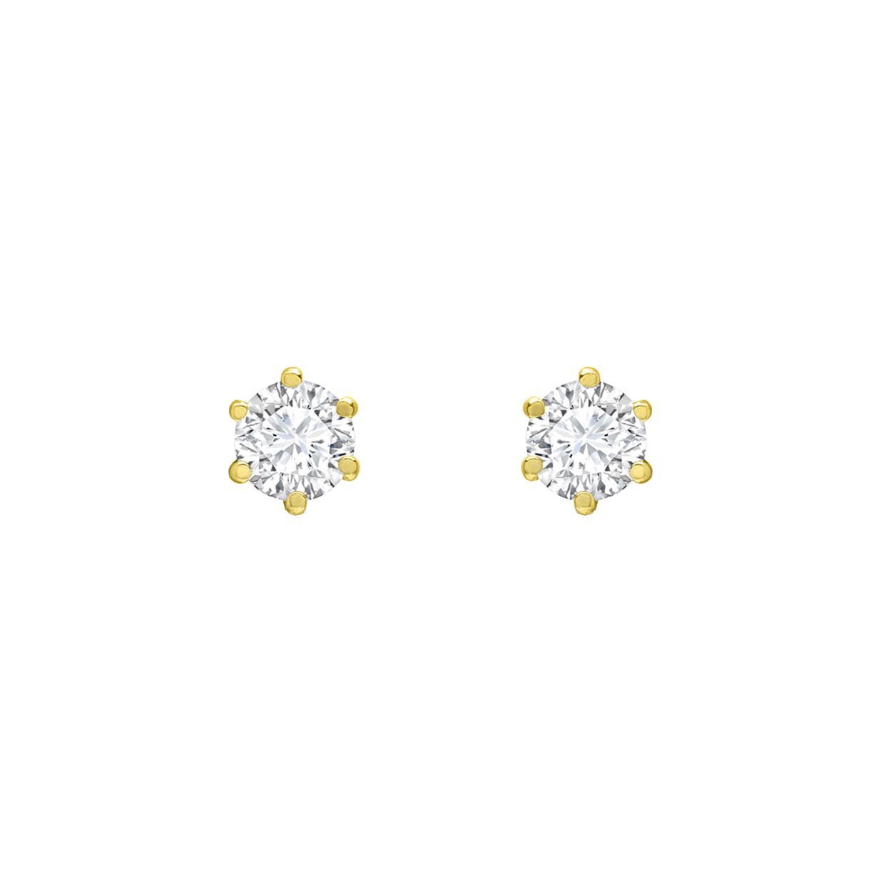 9ct Gold  CZ 6 Claw Solitaire Stud Earrings, 3mm 0.20CTS - JES125