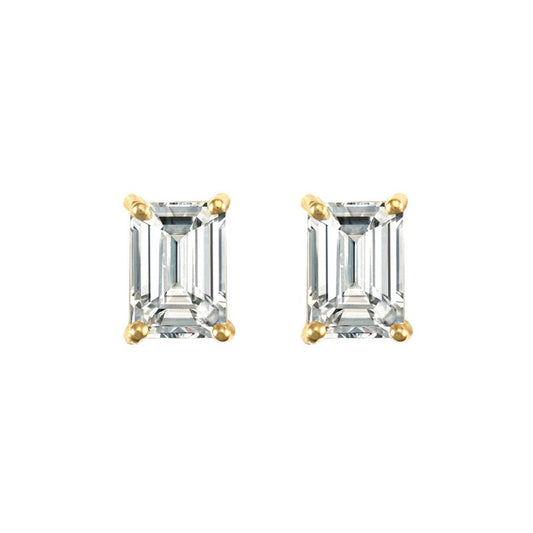 9ct Gold  CZ 4 Claw Solitaire Stud Earrings, 7x5mm 1 Carat - JES129