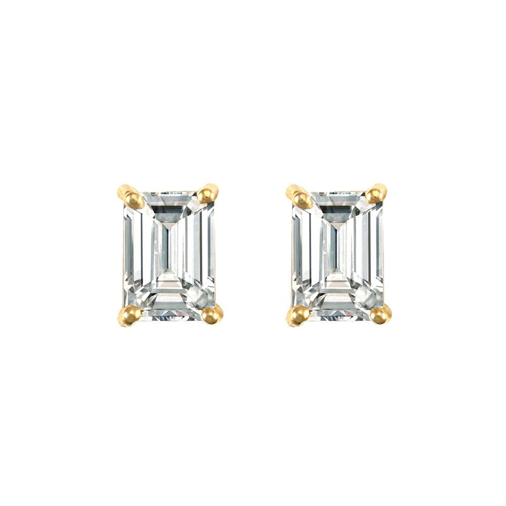 9ct Gold  CZ 4 Claw Solitaire Stud Earrings, 7x5mm - JES129