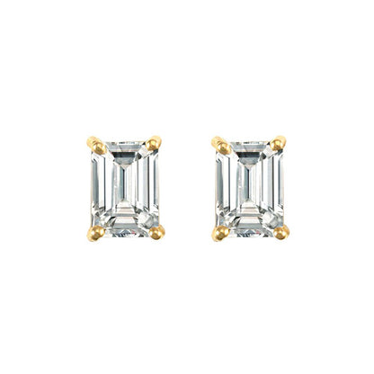 9ct Gold  CZ 4 Claw Solitaire Stud Earrings, 7x5mm - JES129