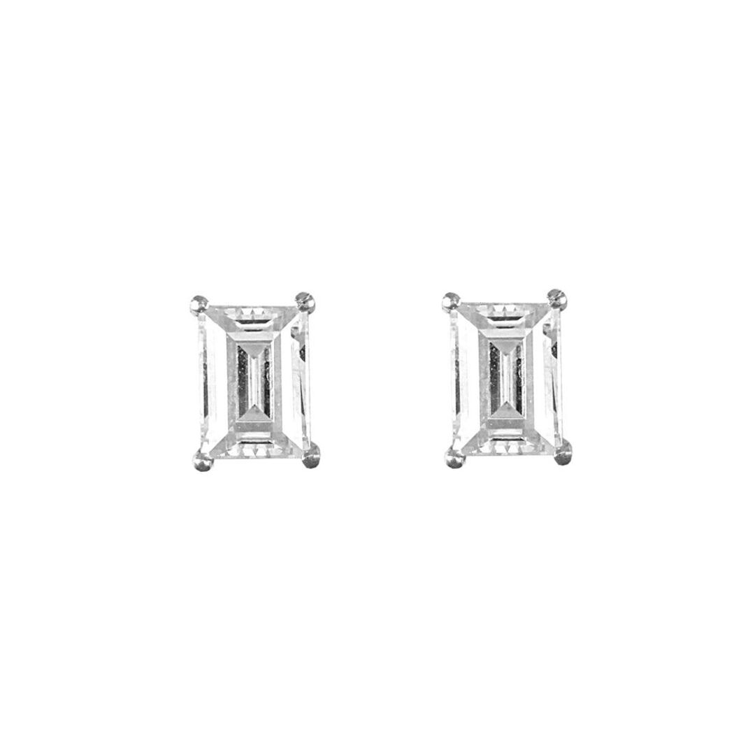 9ct White Gold  CZ 4 Claw Solitaire Stud Earrings, 7x5mm 2 Carats - JES132