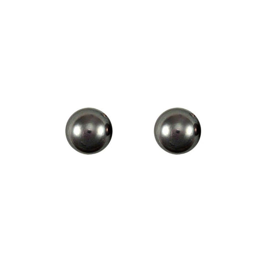 9ct Gold  Black Peacock Green Akoya Pearl Stud Earrings 6-6.5mm - JES148