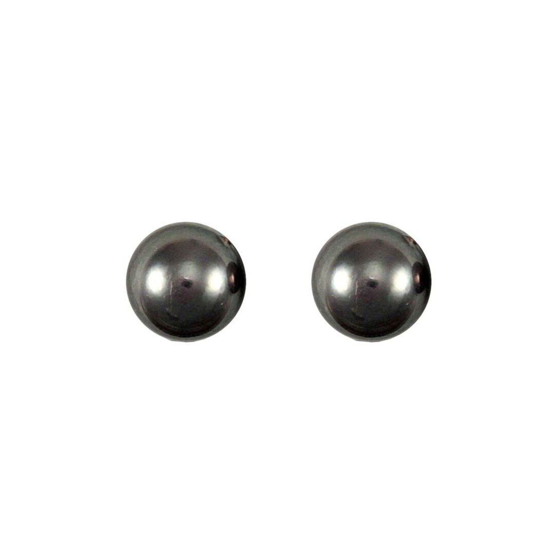 9ct Gold  Black Peacock Green Akoya Pearl Stud Earrings 7-7.5mm - JES149
