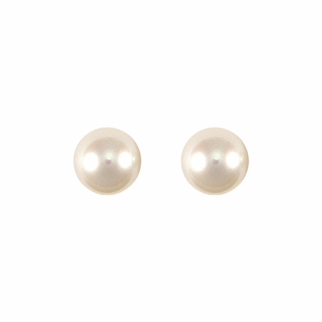 9ct Gold  Akoya Pearl Full Moon Stud Earrings 4.5-5mm - JES151