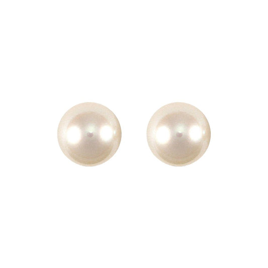 9ct Gold  Akoya Pearl Full Moon Stud Earrings 5.5-6mm - JES152