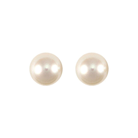 9ct Gold  Akoya Pearl Full Moon Stud Earrings 5.5-6mm - JES152