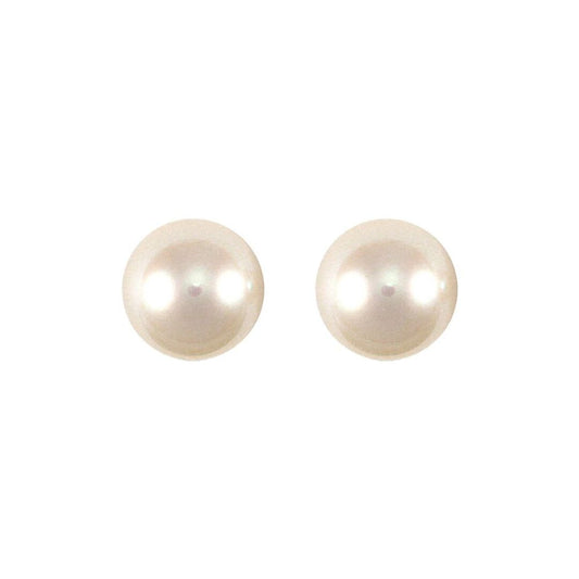 9ct Gold  Akoya Pearl Full Moon Stud Earrings 6.5-7mm - JES153