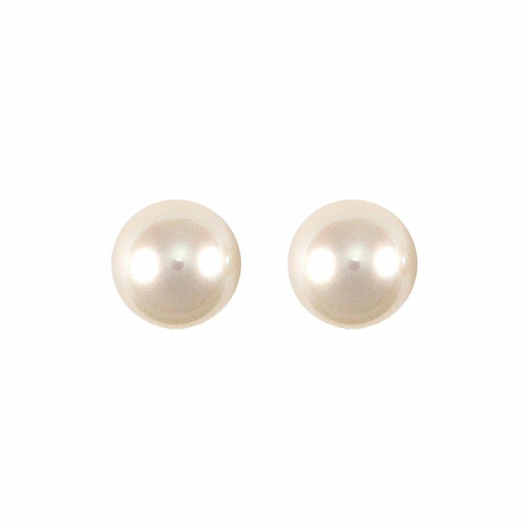 9ct Gold  Akoya Pearl Full Moon Stud Earrings 6.5-7mm - JES153