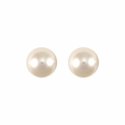 9ct Gold  Akoya Pearl Full Moon Stud Earrings 6.5-7mm - JES153