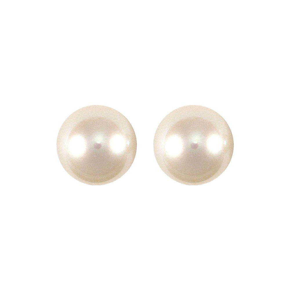 9ct Gold  Akoya Pearl Full Moon Stud Earrings 7.5-8mm - JES154
