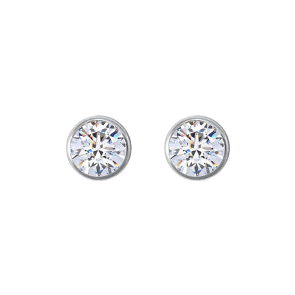 9ct White Gold  CZ Rub Over Solitaire Stud Earrings, 4mm ½ Carat - JES158
