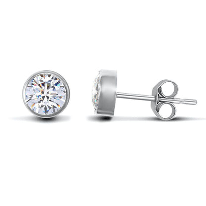 9ct White Gold  CZ Rub Over Solitaire Stud Earrings, 4mm ½ Carat - JES158