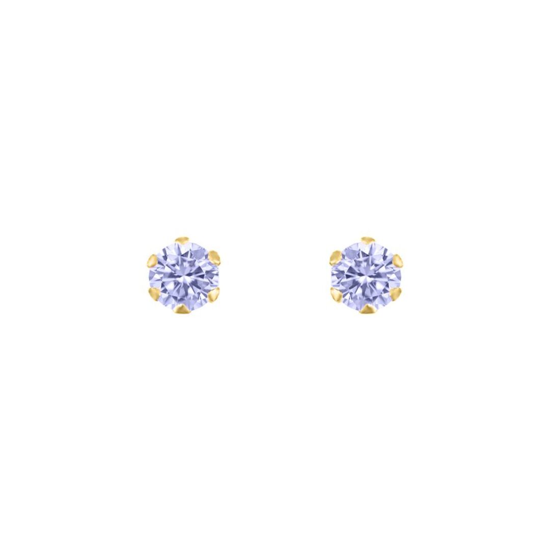 9ct Gold  Lilac CZ Solitaire Claw Set Stud Earrings, 3mm ⅕ Carat - JES170