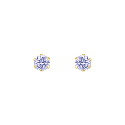 9ct Gold  Lilac CZ Solitaire Claw Set Stud Earrings, 3mm ⅕ Carat - JES170