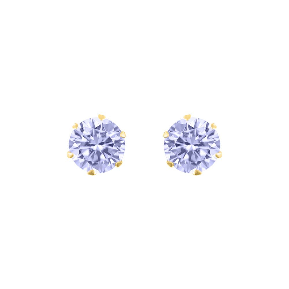 9ct Gold  Lilac CZ Solitaire Claw Set Stud Earrings, 5mm 1 Carat - JES171