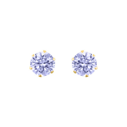 9ct Gold  Lilac CZ Solitaire Claw Set Stud Earrings, 5mm 1 Carat - JES171