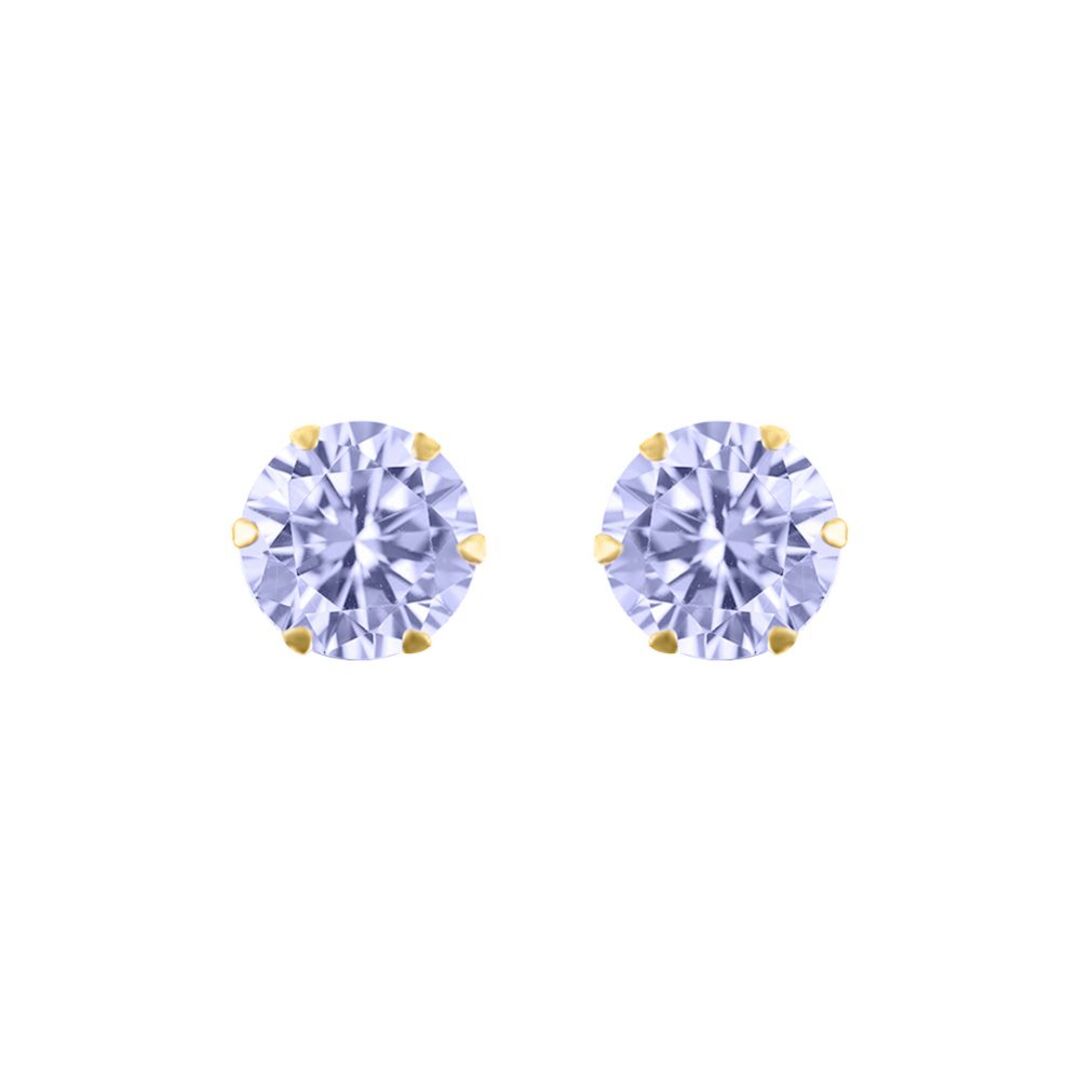 9ct Gold  Lilac CZ Solitaire Claw Set Stud Earrings, 6mm 1¾ Carats - JES172