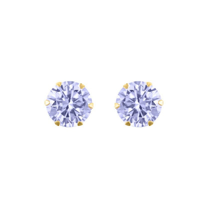 9ct Gold  Lilac CZ Solitaire Claw Set Stud Earrings, 6mm 1¾ Carats - JES172