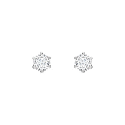 9ct White Gold  CZ 6 Claw Solitaire Stud Earrings, 3mm - JES175