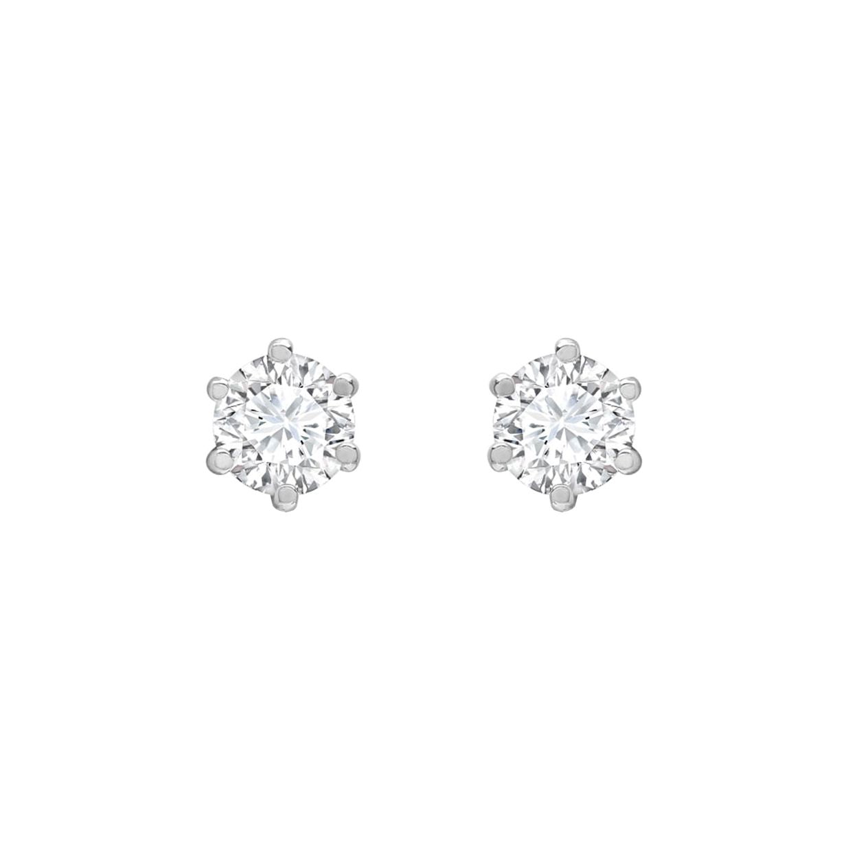 9ct White Gold  CZ 6 Claw Solitaire Stud Earrings, 4mm - JES176