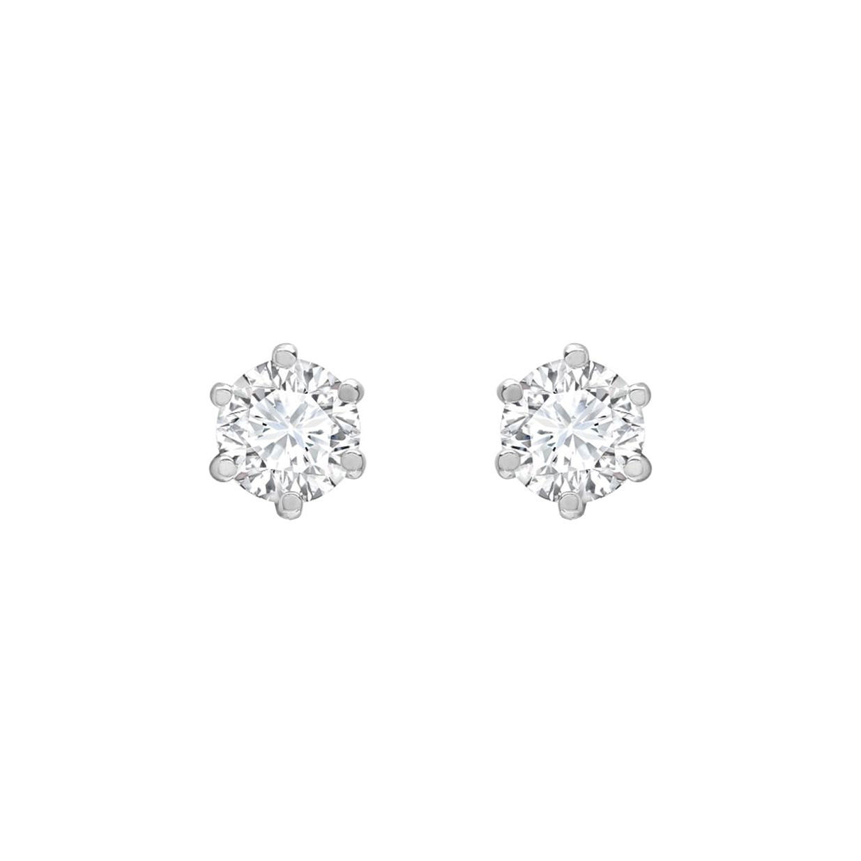 9ct White Gold  CZ 6 Claw Solitaire Stud Earrings, 4mm 0.50CTS - JES176