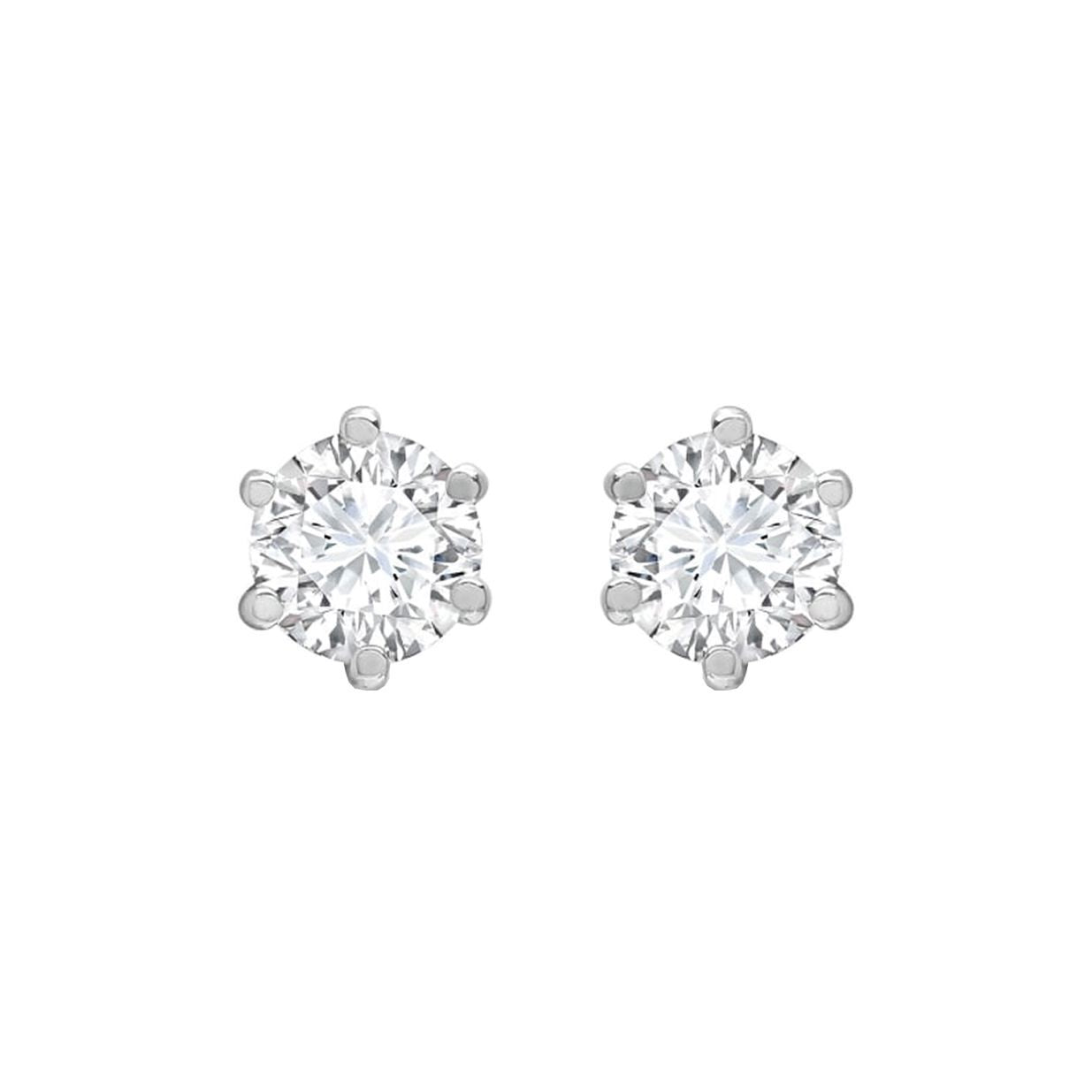 9ct White Gold  CZ 6 Claw Solitaire Stud Earrings, 5mm - JES177