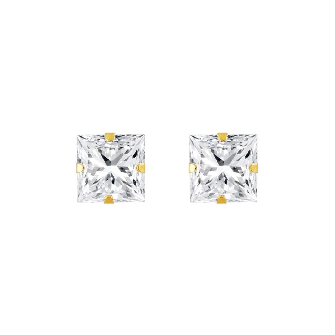 9ct Gold  CZ Claw Set Solitaire Stud Earrings, 6mm 2½ Carats - JES181