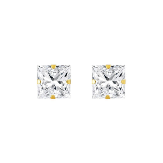 9ct Gold  CZ Claw Set Solitaire Stud Earrings, 6mm 2½ Carats - JES181