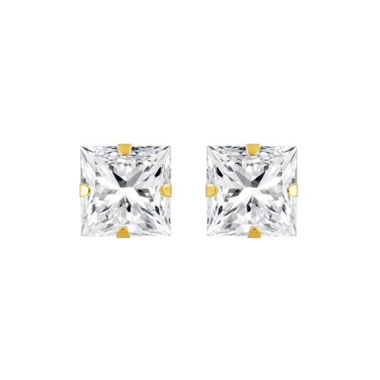 9ct Gold  CZ Claw Set Solitaire Stud Earrings, 6mm - JES181