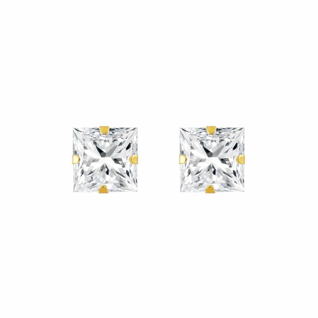 9ct Gold  CZ Claw Set Solitaire Stud Earrings, 6mm - JES181
