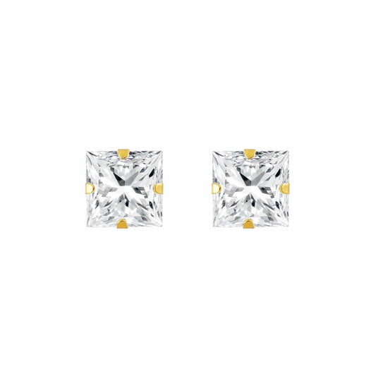 9ct Gold  CZ Claw Set Solitaire Stud Earrings, 6mm - JES181