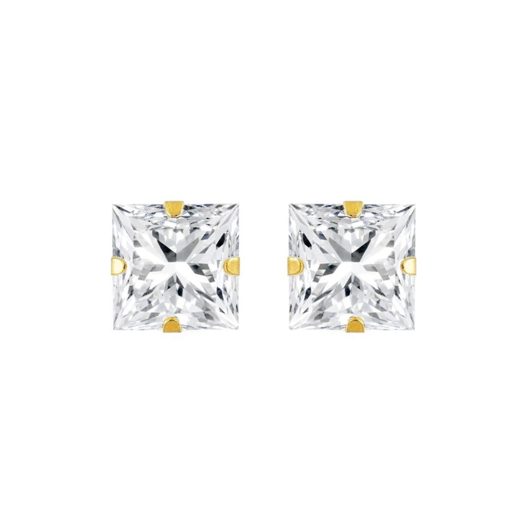 9ct Gold  CZ Claw Set Solitaire Stud Earrings, 6mm 2½ Carats - JES181