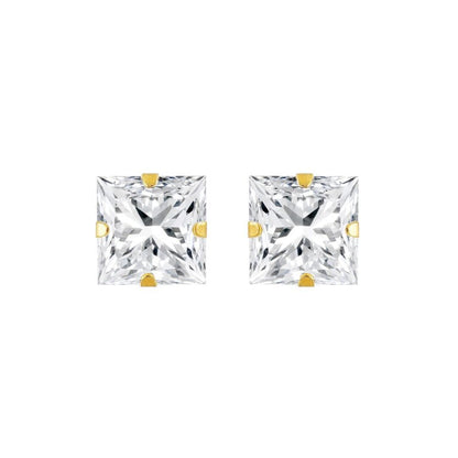 9ct Gold  CZ Claw Set Solitaire Stud Earrings, 6mm 2½ Carats - JES181