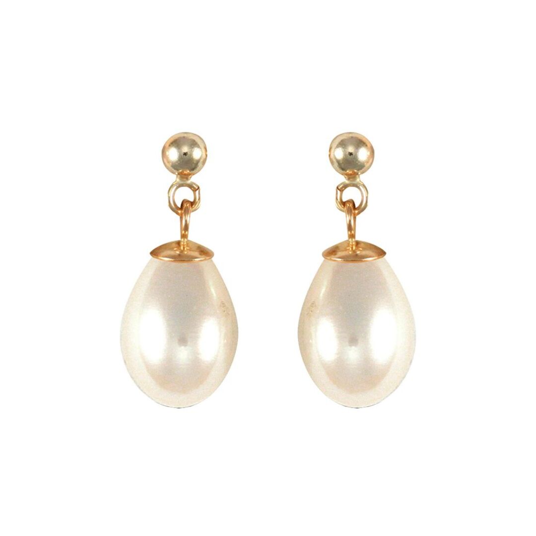 9ct Gold  Pearl Tears of Joy Stud Drop Earrings 7x10mm - JES185
