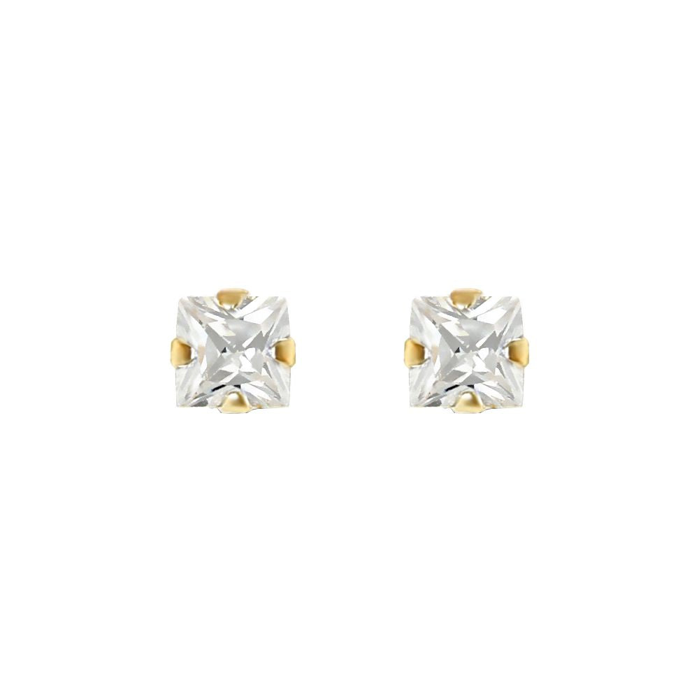 9ct Gold  CZ Claw Set Solitaire Stud Earrings, 4mm - JES196