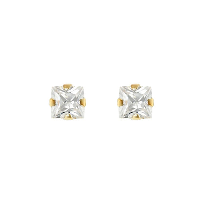 9ct Gold  CZ Claw Set Solitaire Stud Earrings, 4mm - JES196