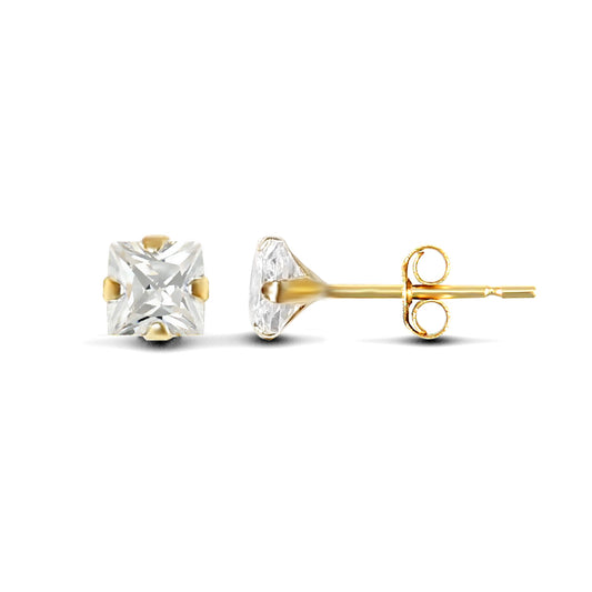 9ct Gold  CZ Claw Set Solitaire Stud Earrings, 4mm - JES196