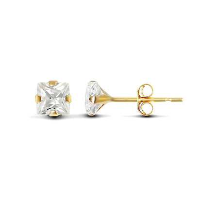 9ct Gold  CZ Claw Set Solitaire Stud Earrings, 4mm 1 Carat - JES196