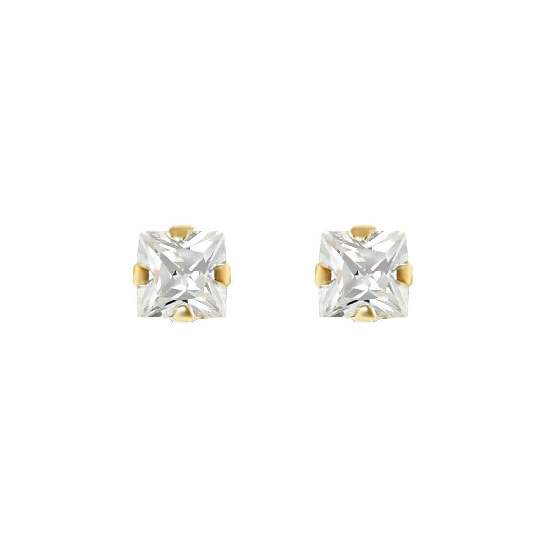 9ct Gold  CZ Claw Set Solitaire Stud Earrings, 4mm - JES196