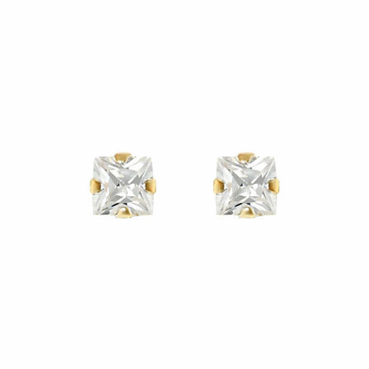 9ct Gold  CZ Claw Set Solitaire Stud Earrings, 4mm - JES196