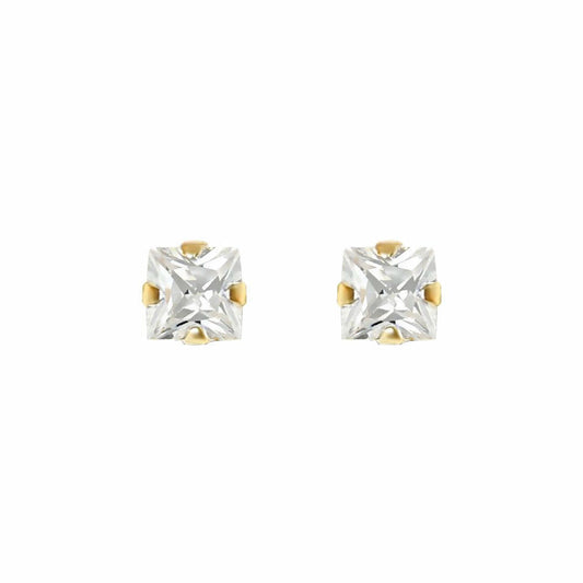 9ct Gold  CZ Claw Set Solitaire Stud Earrings, 4mm - JES196