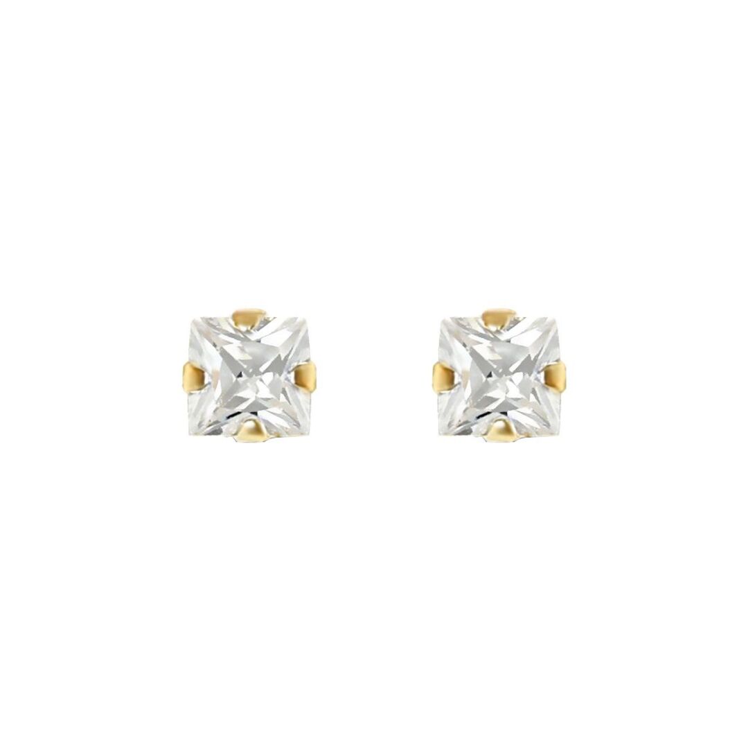 9ct Gold  CZ Claw Set Solitaire Stud Earrings, 4mm 1 Carat - JES196