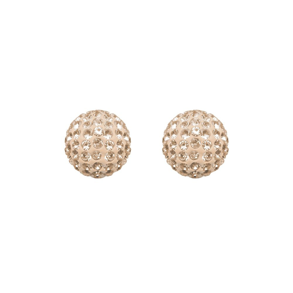 9ct Gold  Champagne Peach Crystal Disco Ball Stud Earrings, 8mm - JES209