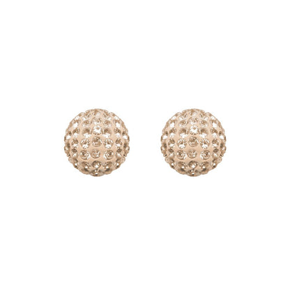 9ct Gold  Champagne Peach Crystal Disco Ball Stud Earrings, 8mm - JES209