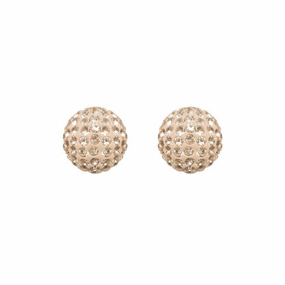 9ct Gold  Champagne Peach Crystal Disco Ball Stud Earrings, 8mm - JES209