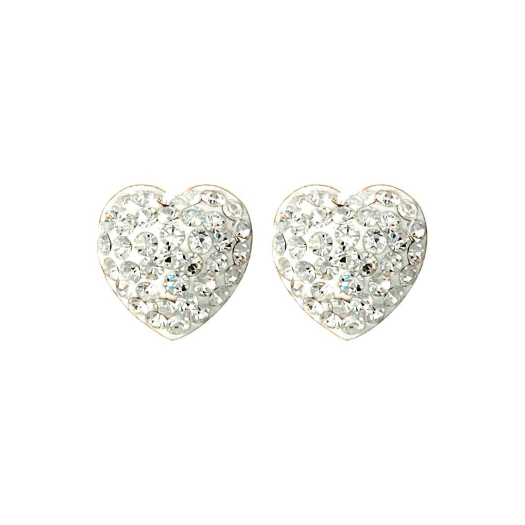 9ct Gold  Crystal Disco Love Stud Earrings - JES213