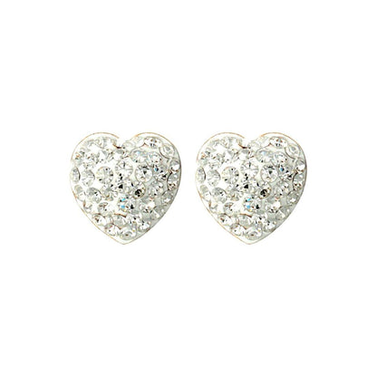 9ct Gold  Crystal Disco Love Stud Earrings - JES213