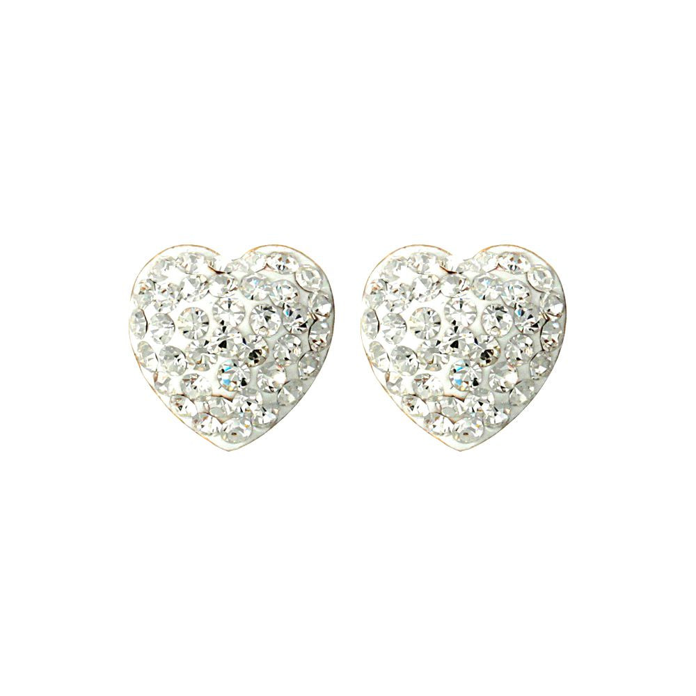 9ct Gold  Crystal Disco Love Stud Earrings - JES213